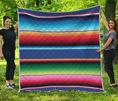 Ethnic Mexican Serape Pattern Print Quilt