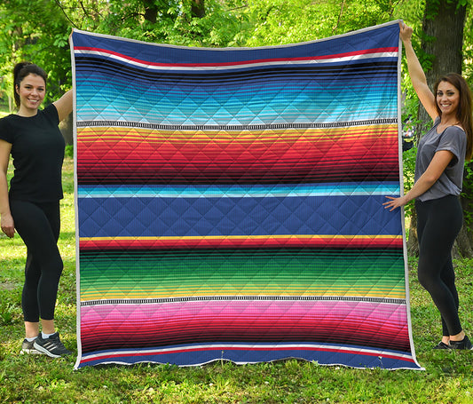 Ethnic Mexican Serape Pattern Print Quilt