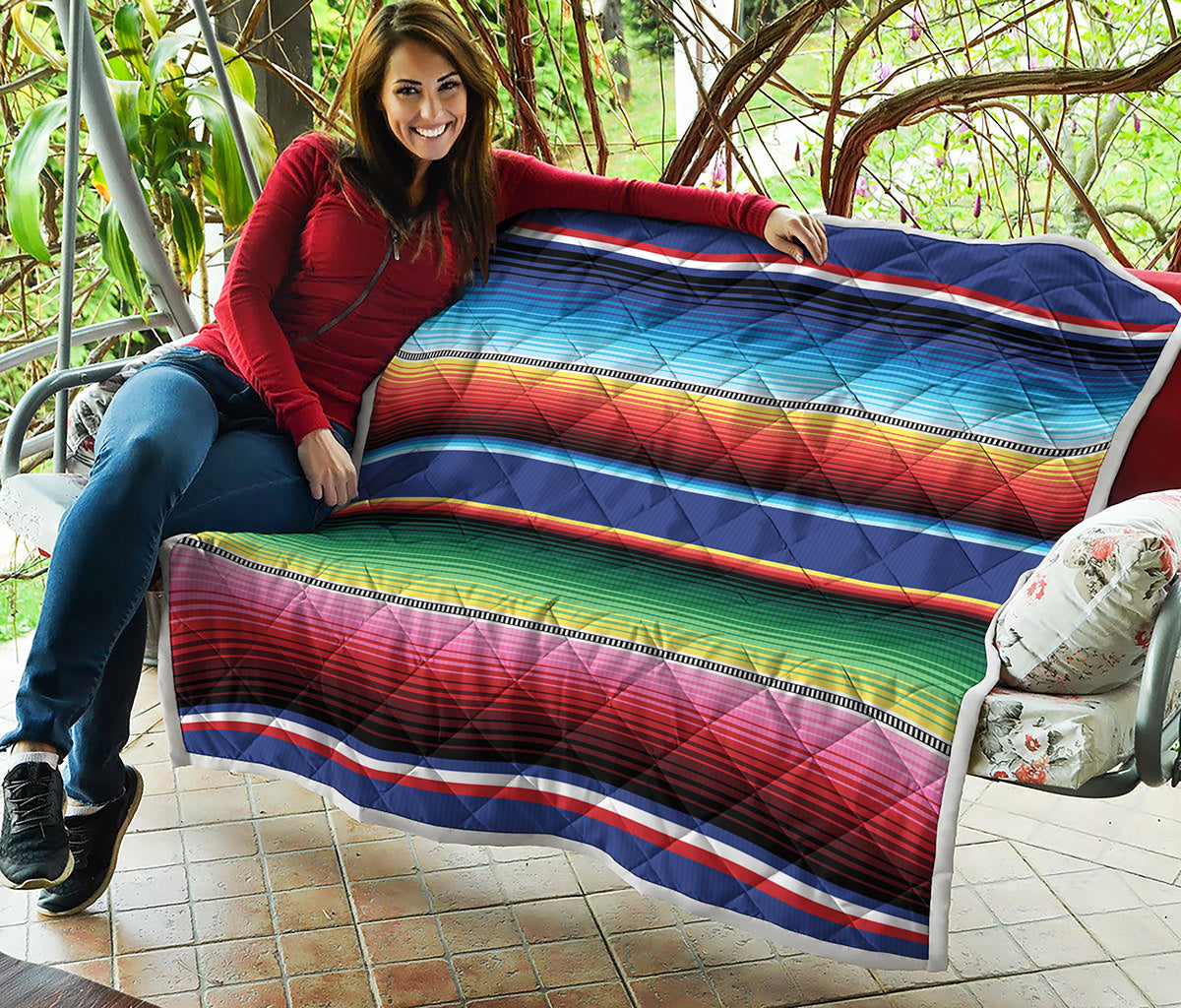 Ethnic Mexican Serape Pattern Print Quilt