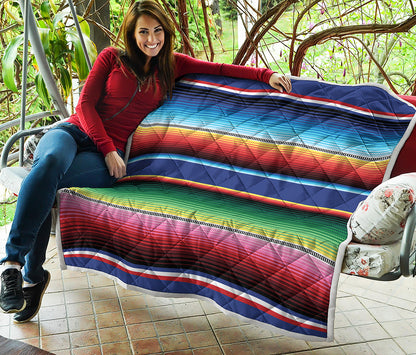 Ethnic Mexican Serape Pattern Print Quilt