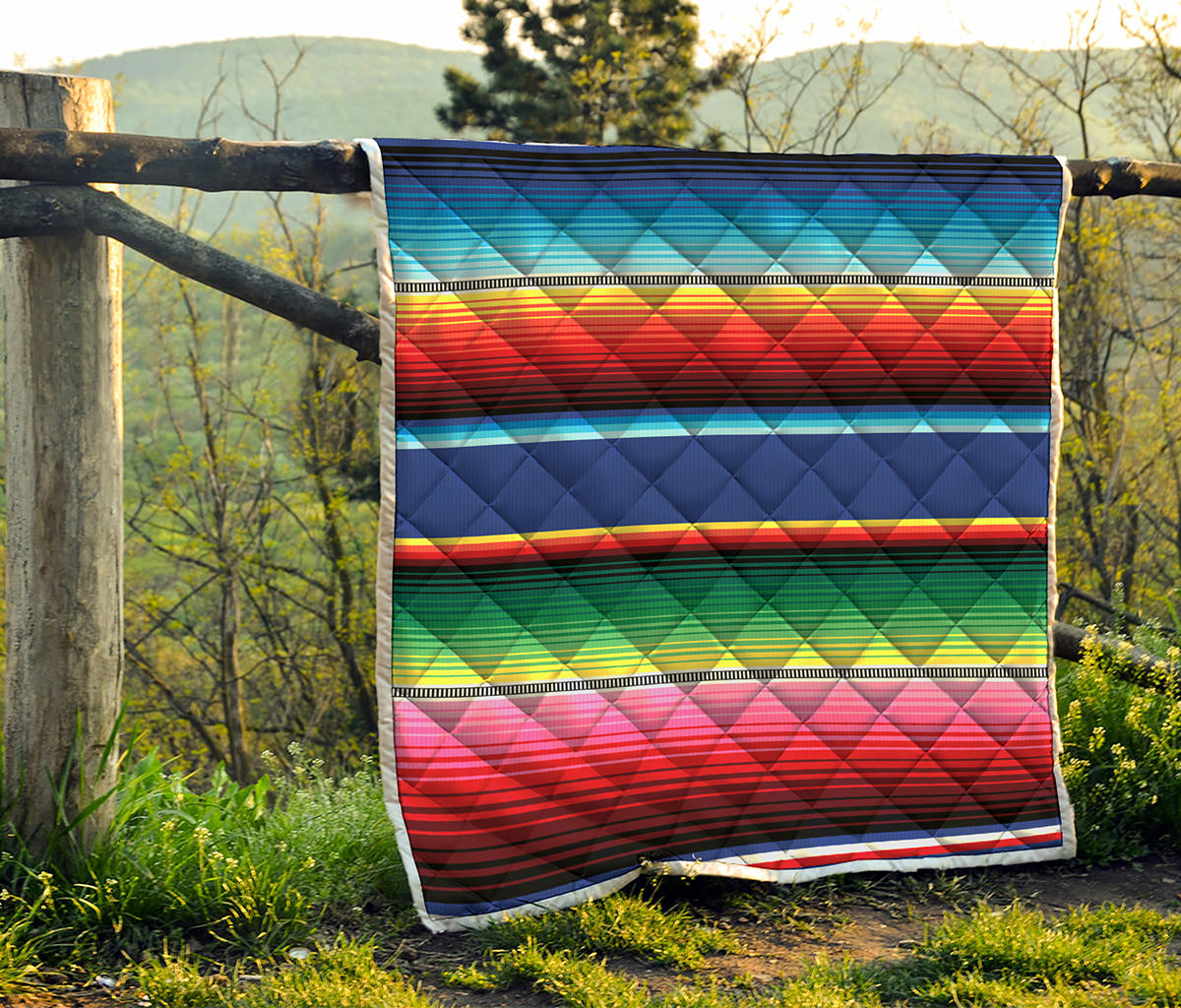 Ethnic Mexican Serape Pattern Print Quilt