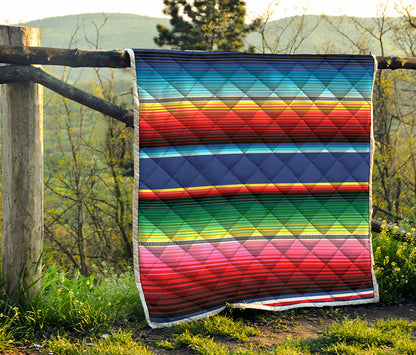 Ethnic Mexican Serape Pattern Print Quilt