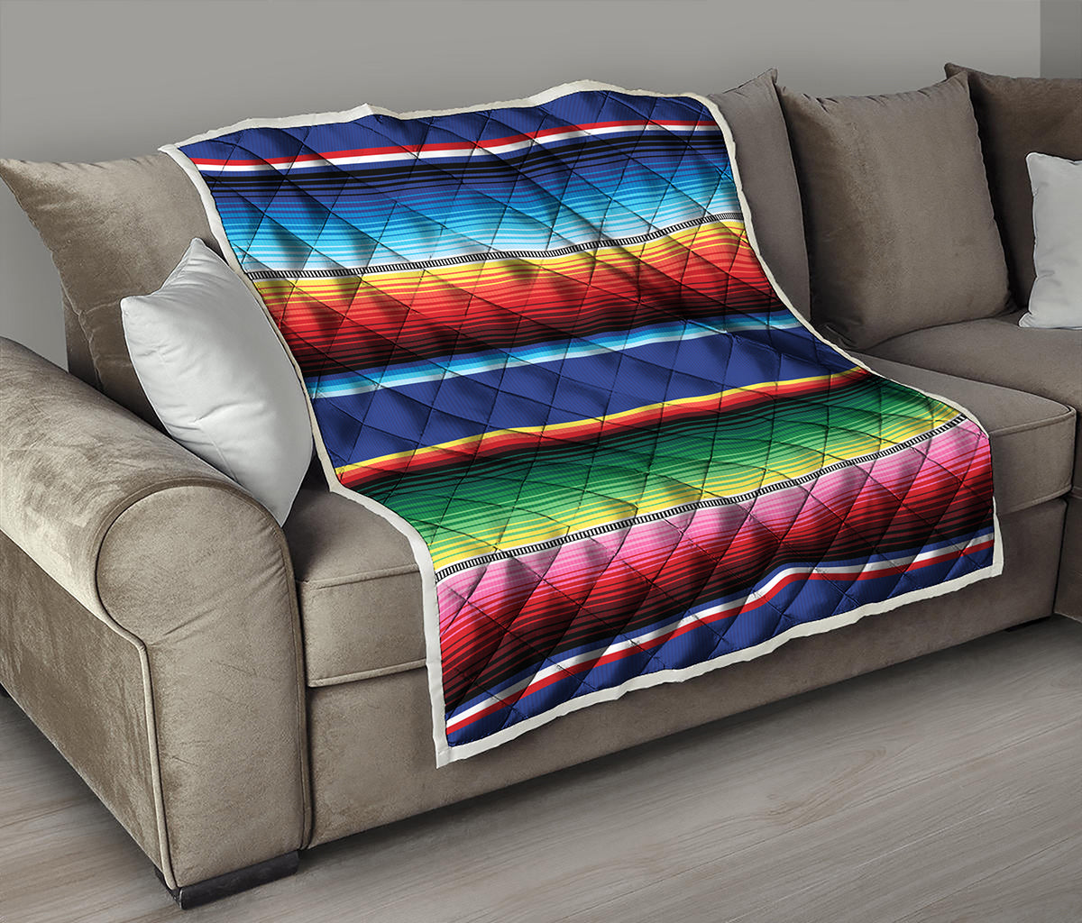 Ethnic Mexican Serape Pattern Print Quilt