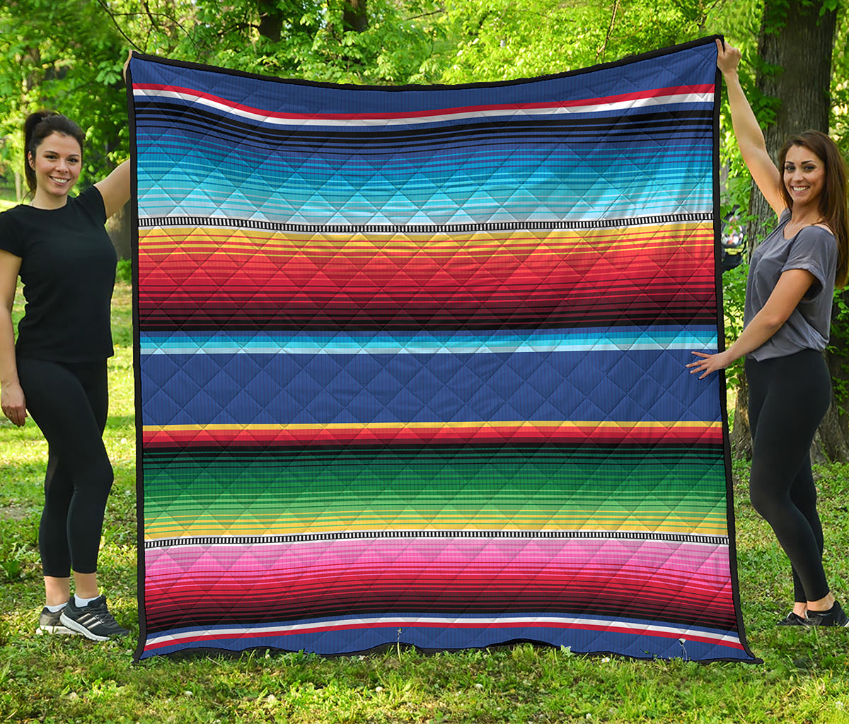 Ethnic Mexican Serape Pattern Print Quilt