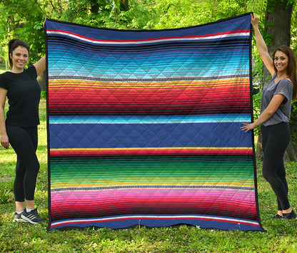 Ethnic Mexican Serape Pattern Print Quilt