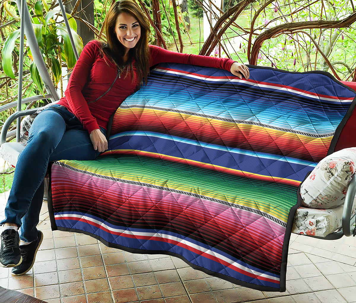 Ethnic Mexican Serape Pattern Print Quilt