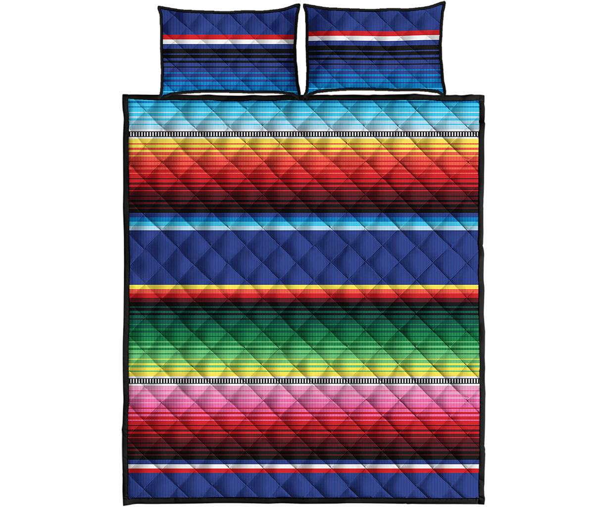 Ethnic Mexican Serape Pattern Print Quilt Bed Set