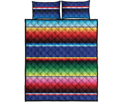 Ethnic Mexican Serape Pattern Print Quilt Bed Set