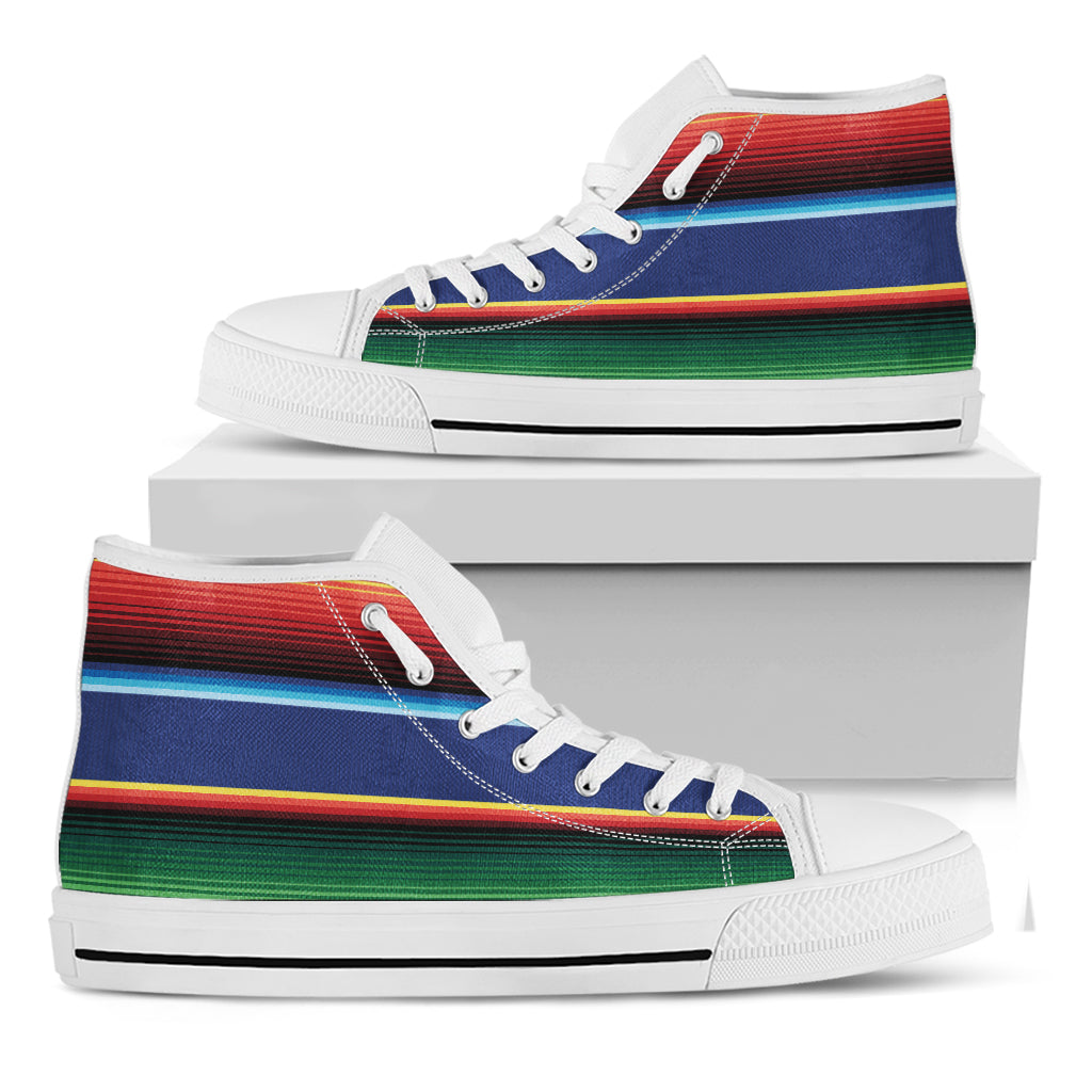 Ethnic Mexican Serape Pattern Print White High Top Shoes