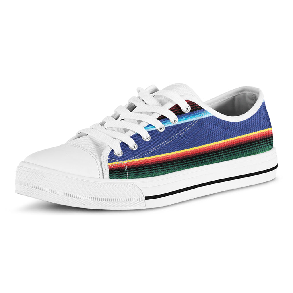 Ethnic Mexican Serape Pattern Print White Low Top Shoes