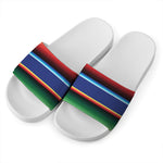 Ethnic Mexican Serape Pattern Print White Slide Sandals