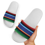 Ethnic Mexican Serape Pattern Print White Slide Sandals
