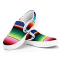 Ethnic Mexican Serape Pattern Print White Slip On Sneakers