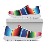 Ethnic Mexican Serape Pattern Print White Sneakers