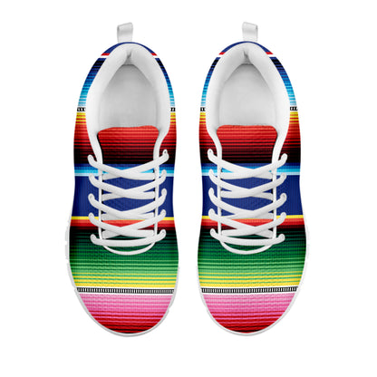 Ethnic Mexican Serape Pattern Print White Sneakers