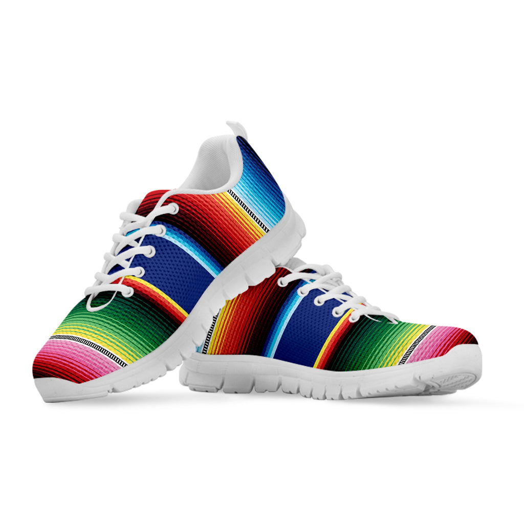 Ethnic Mexican Serape Pattern Print White Sneakers