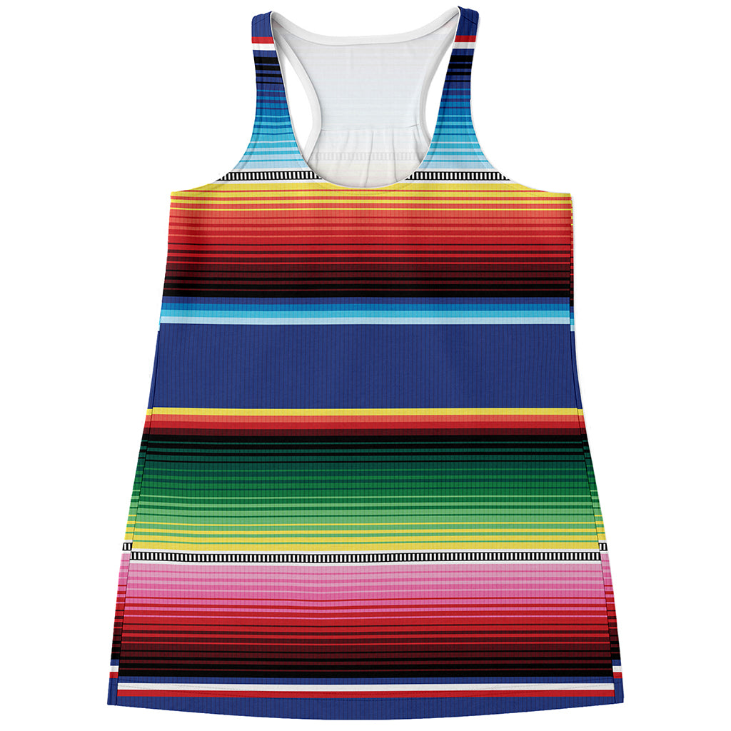 Ethnic Mexican Serape Pattern Print Women's Racerback Tank Top