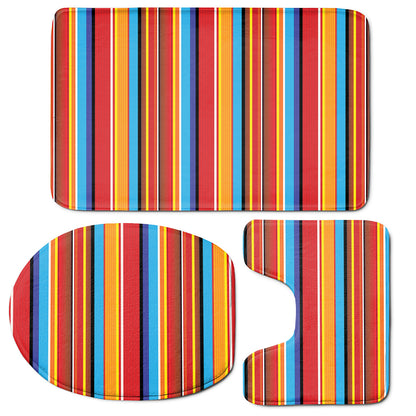 Ethnic Mexican Woven Pattern Print 3 Piece Bath Mat Set