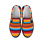 Ethnic Mexican Woven Pattern Print Black Slip On Shoes