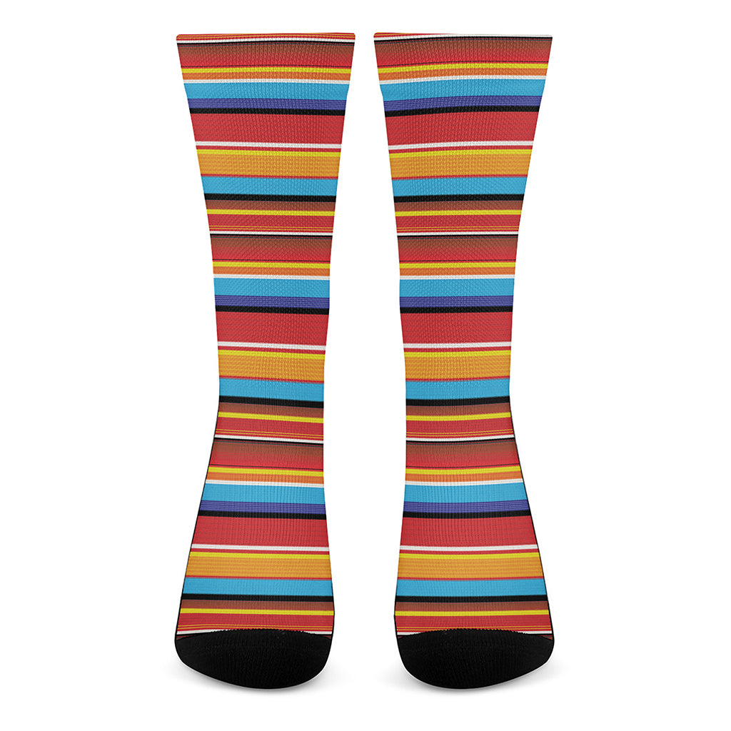 Ethnic Mexican Woven Pattern Print Crew Socks