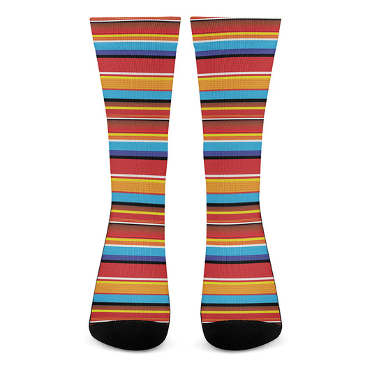Ethnic Mexican Woven Pattern Print Crew Socks