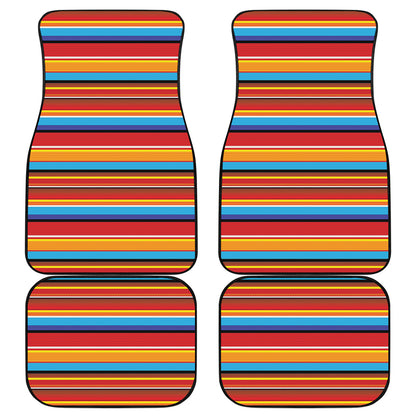 Ethnic Mexican Woven Pattern Print Front and Back Car Floor Mats