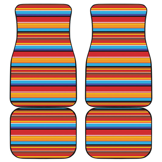 Ethnic Mexican Woven Pattern Print Front and Back Car Floor Mats