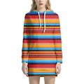 Ethnic Mexican Woven Pattern Print Pullover Hoodie Dress