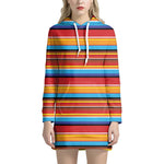 Ethnic Mexican Woven Pattern Print Hoodie Dress