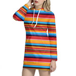 Ethnic Mexican Woven Pattern Print Hoodie Dress