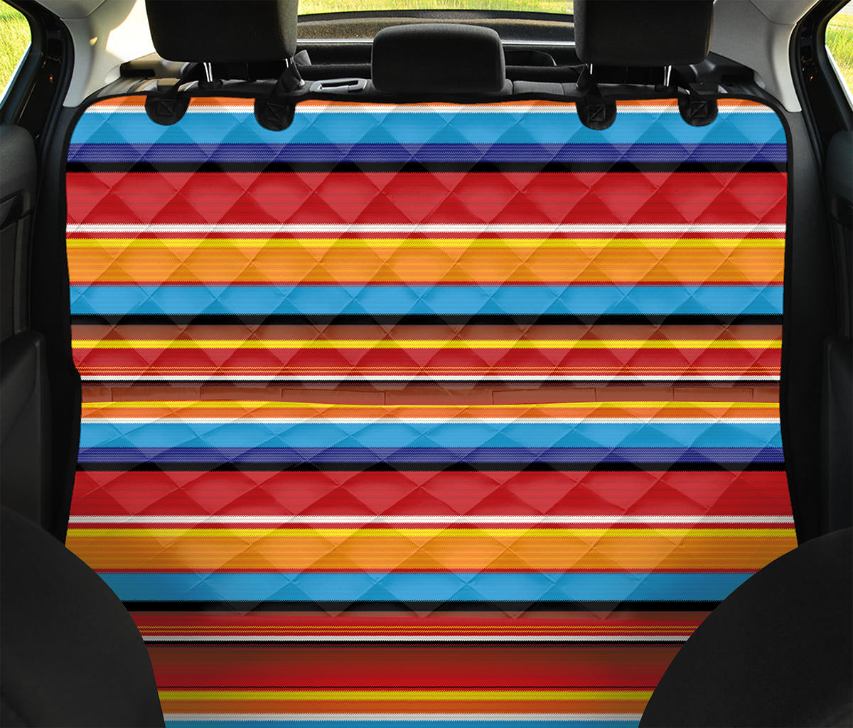 Ethnic Mexican Woven Pattern Print Pet Car Back Seat Cover
