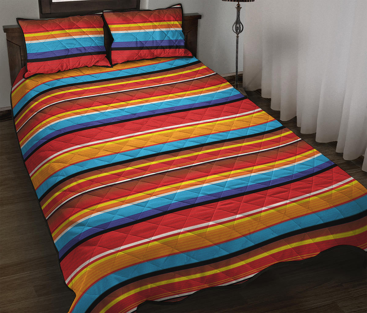 Ethnic Mexican Woven Pattern Print Quilt Bed Set