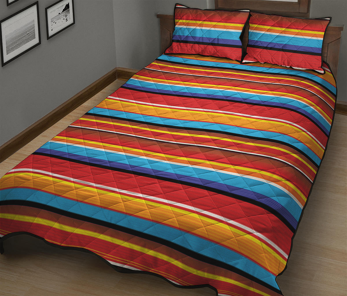 Ethnic Mexican Woven Pattern Print Quilt Bed Set