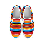 Ethnic Mexican Woven Pattern Print White Slip On Shoes