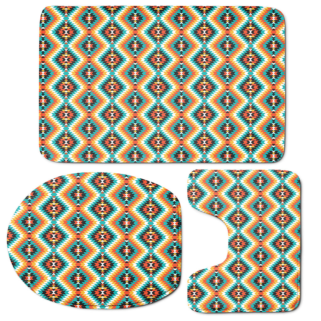 Ethnic Native American Pattern Print 3 Piece Bath Mat Set