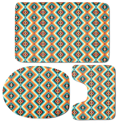 Ethnic Native American Pattern Print 3 Piece Bath Mat Set