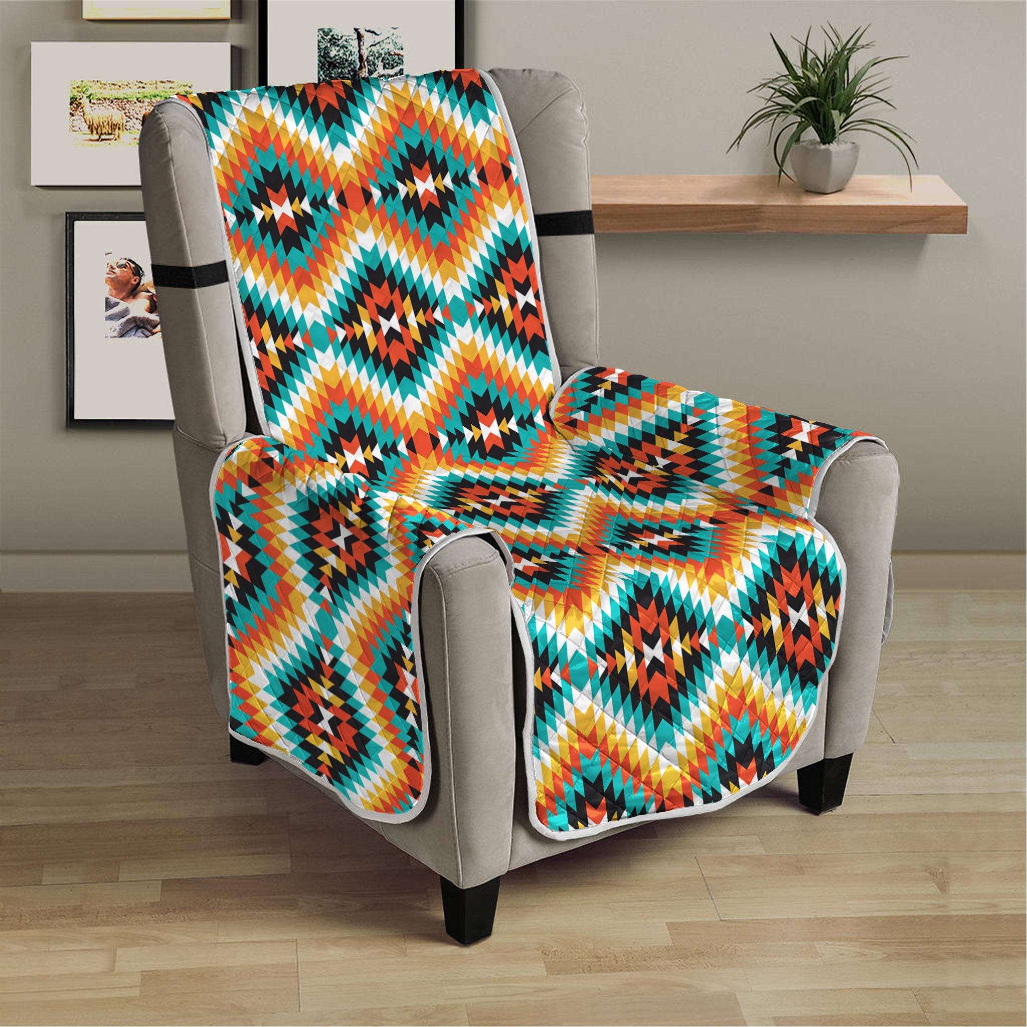 Ethnic Native American Pattern Print Armchair Protector