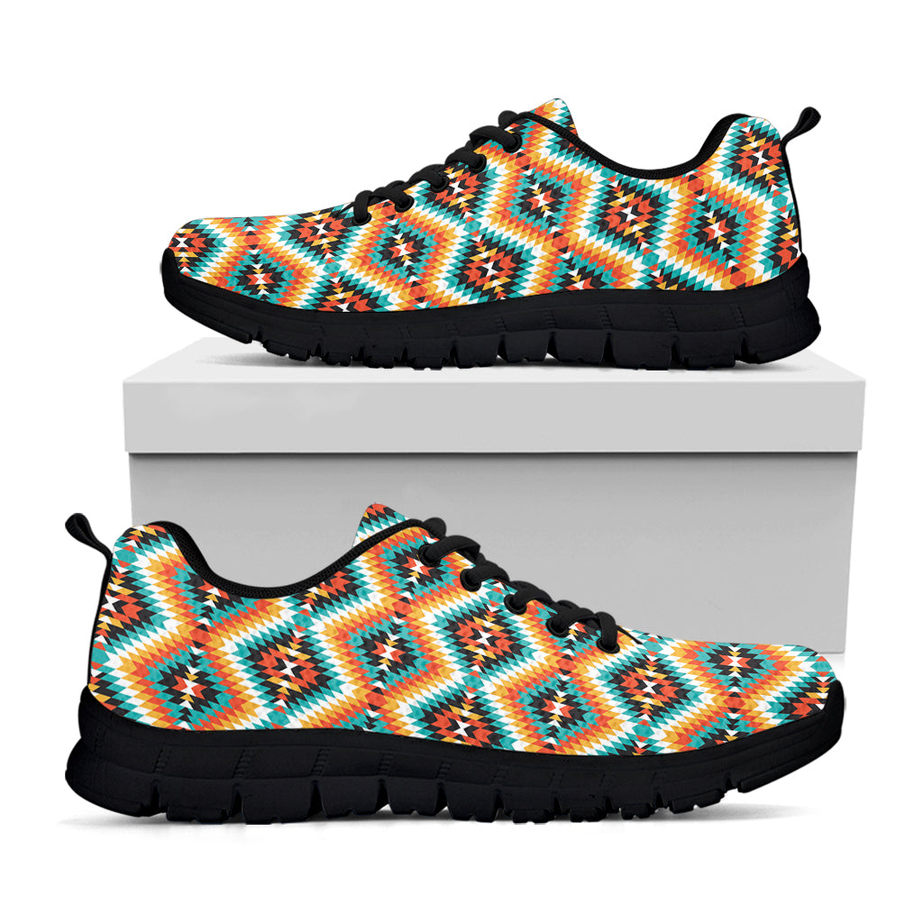 Ethnic Native American Pattern Print Black Sneakers