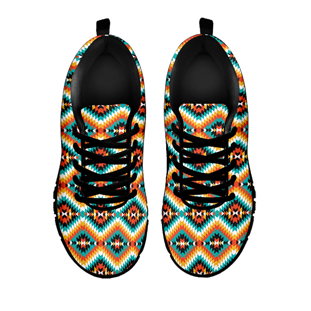 Ethnic Native American Pattern Print Black Sneakers