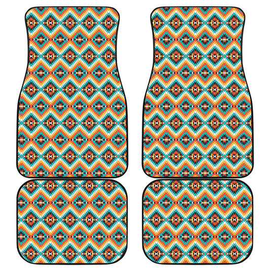Ethnic Native American Pattern Print Front and Back Car Floor Mats