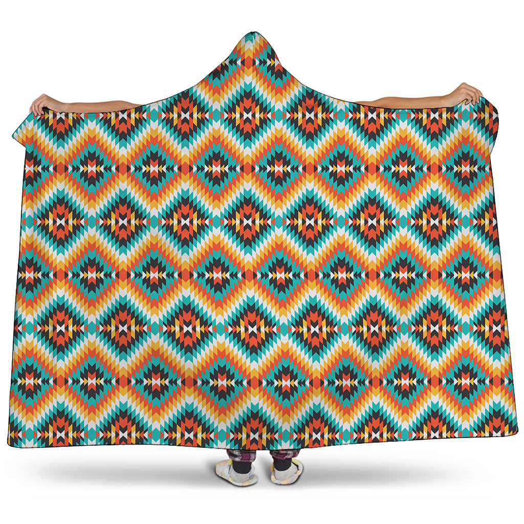 Ethnic Native American Pattern Print Hooded Blanket