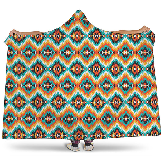Ethnic Native American Pattern Print Hooded Blanket