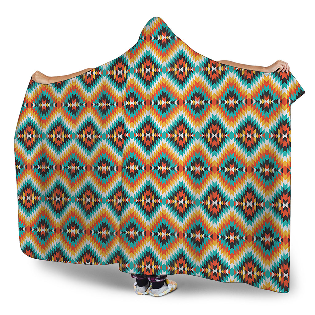 Ethnic Native American Pattern Print Hooded Blanket