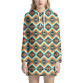 Ethnic Native American Pattern Print Pullover Hoodie Dress