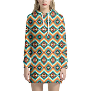 Ethnic Native American Pattern Print Hoodie Dress
