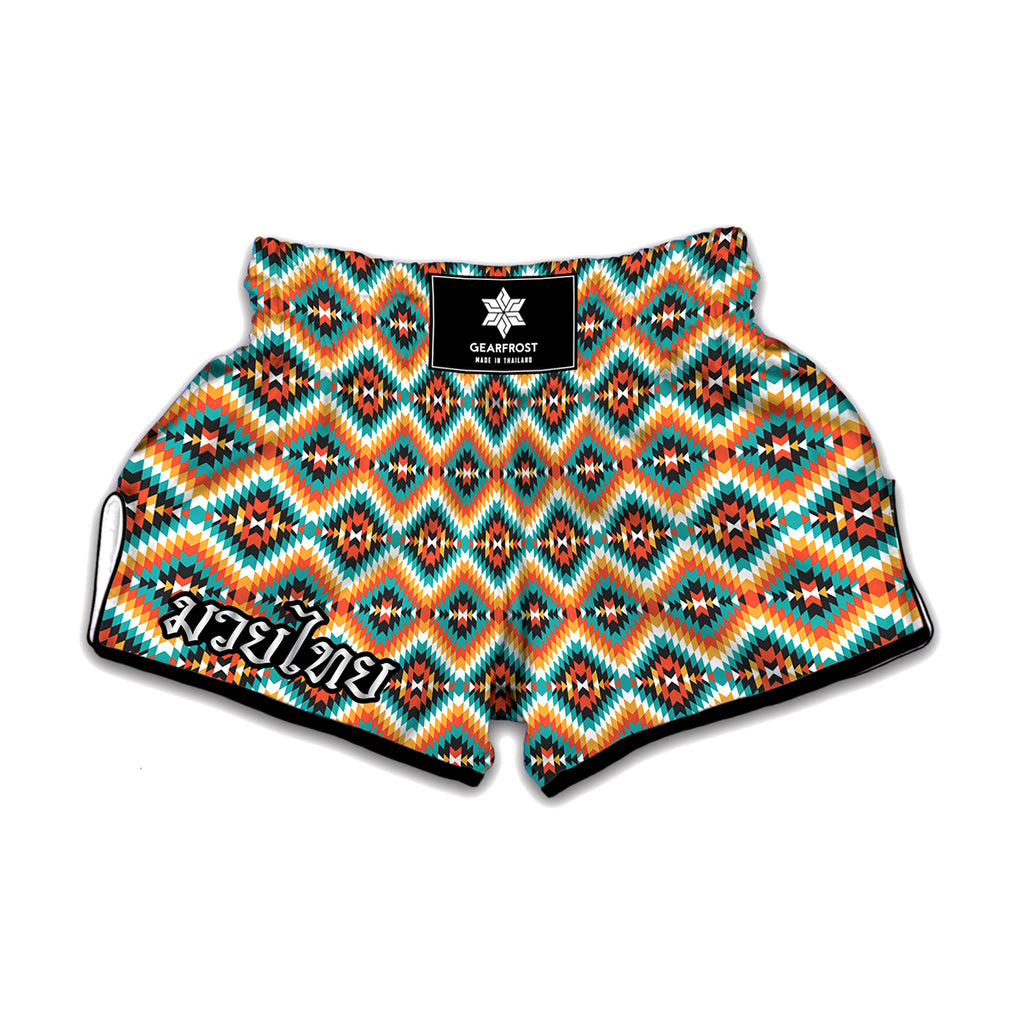 Ethnic Native American Pattern Print Muay Thai Boxing Shorts