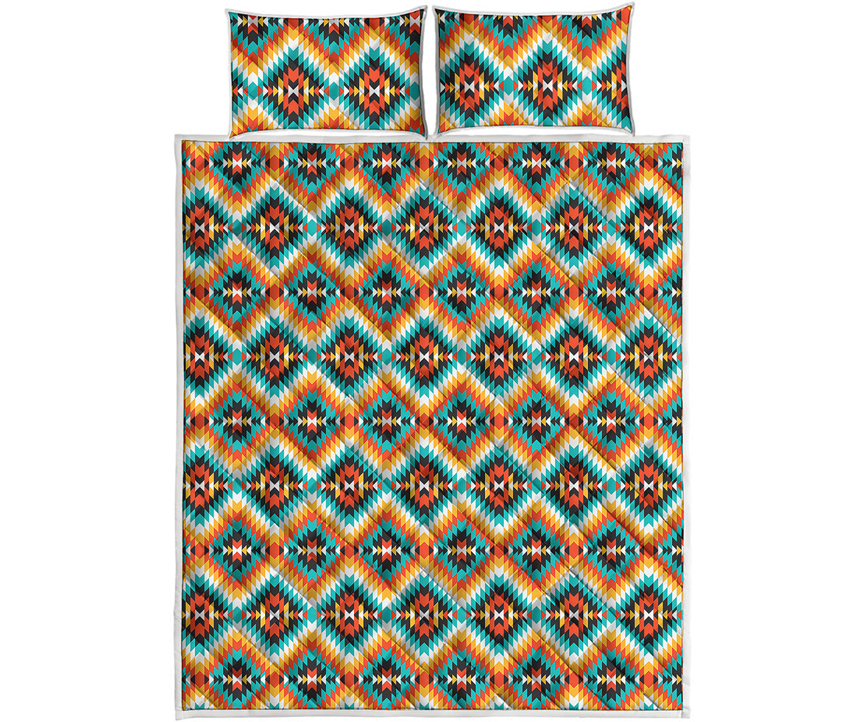 Ethnic Native American Pattern Print Quilt Bed Set