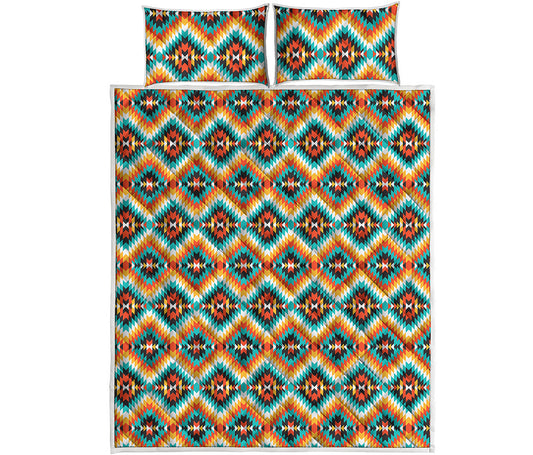 Ethnic Native American Pattern Print Quilt Bed Set