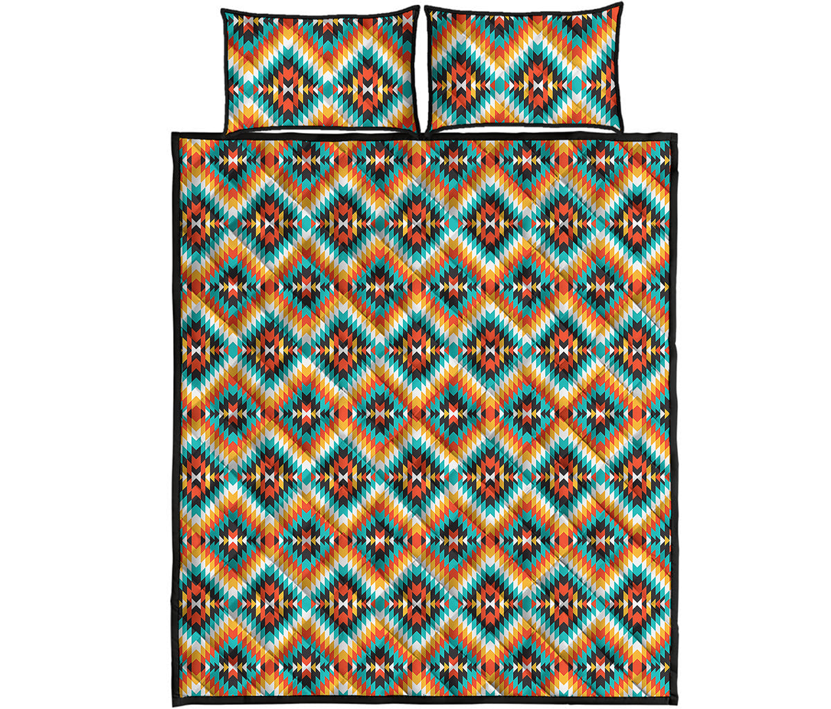 Ethnic Native American Pattern Print Quilt Bed Set