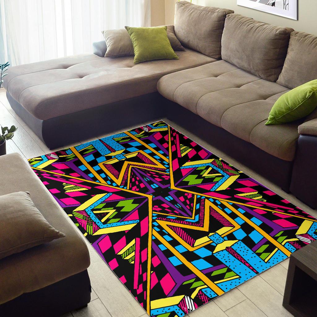 Ethnic Psychedelic Trippy Print Area Rug GearFrost